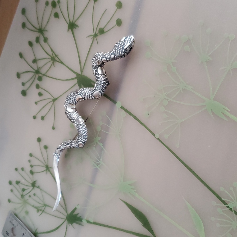 Taxco 6" Sterling Mexico Snake Brooch - Picture 2 of 9